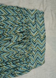 Teal Chevron Print Kurta Set with Dupatta
