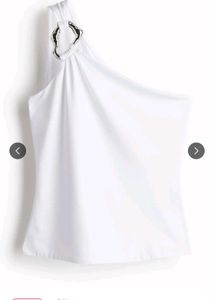 White One Shoulder Ring Detail Top