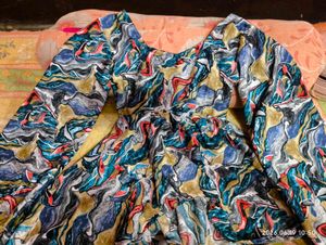 Unique Abstract Print Bell Sleeve Tunic Top