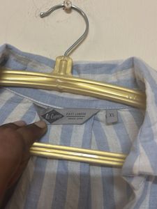 Blue Striped Button-Up Shirt