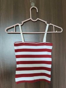 Red &amp; White Striped Tube Top