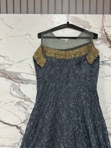 Heavy Golden Blue Embellished Ethnic Gown