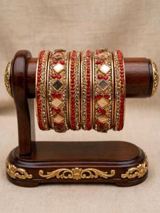 Exquisite Red & Gold Bangles Set