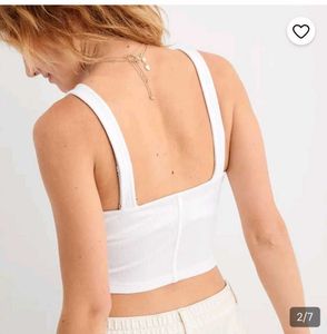 Ribbed White Bustier Tank Top