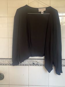 Elegant Black Open Front Cardigan
