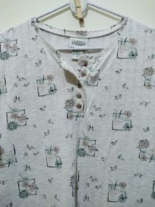 Classic Element Light Brown Khaki Floral Print Top