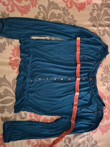 Teal Button-Up Long Sleeve Top