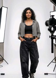 Checkered Cropped Shirt