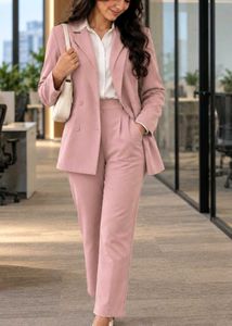 Elegant Pink Blazer & Pants Set with Belt 💗