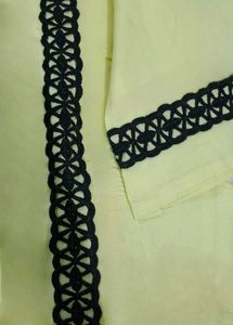 Lemon Yellow Kurti Set with Lace Detail