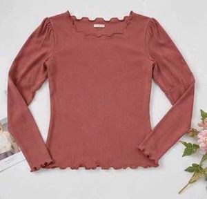 Dusty coral Lettuce Trim Top