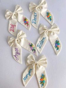 Embroidered Pearl Bow Hair Clip
