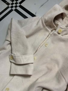 Cream Hooded Long Coat