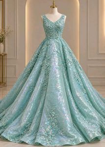 Stunning Mint Green Embellished Gown