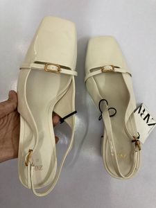 ZARA Cream Slingback Heels with Buckle