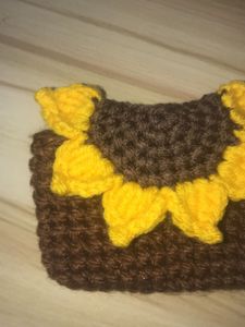 customed name Handmade Crochet Sunflower Pouch