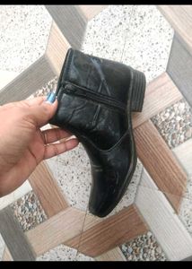 kids Black Leather Ankle Boots