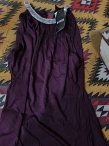 Burgundy Halter Neck party Dress