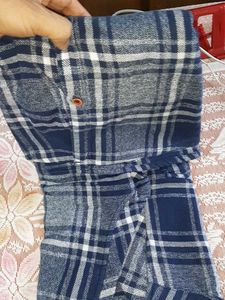 Blue &amp; White Plaid Flannel Shirt