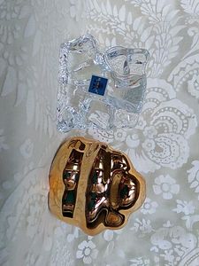 Ganesha Idols - Clear Crystal &amp; Gold