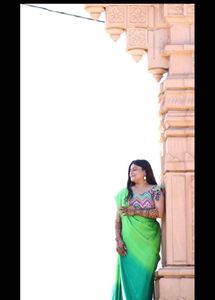 Vibrant Green Saree with Designer Blouse