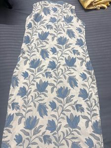 Blue Floral Print Cotton Kurta