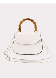 Lympk White Bamboo Handle Bag