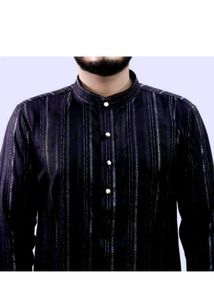 Men's Black Striped Kurta
