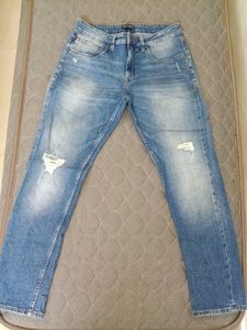 Distressed Blue Denim Jeans of Louis Philippe Jean