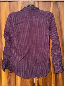 Men's Burgundy Printed Full Sleeve Shirt