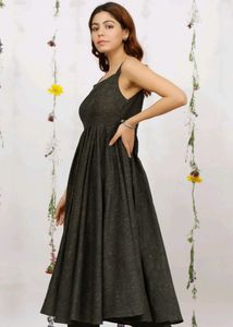 Dark Olive Sleeveless Cotton Khadi Ku