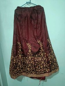 Embroidered Maroon Skirt