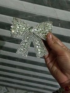 Sparkling Rhinestone Bow Hair Clip New Unused 0