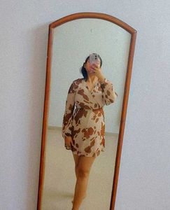 Trendy Cow Print Wrap Dress
