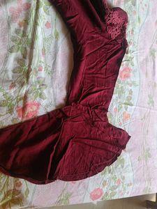 Maroon Lace Neckline Top