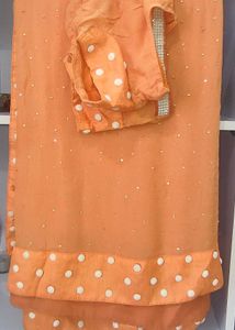 Beautiful Orange Saree Set with Blouse