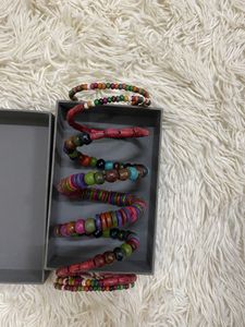 Boho Wooden Bead Coil Bracelets
