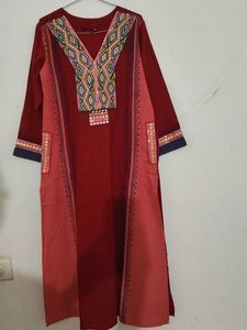 Maroon Embroidered Kurta pant