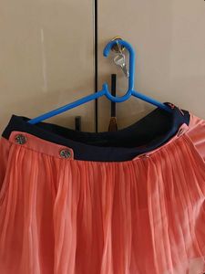 Cute Coral Pleated Skirt