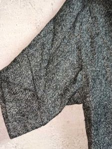 Stylish Gray Textured Coat Long