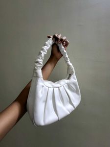 Chic White Ruched Handbag