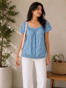 Blue Floral Off-Shoulder Top | Size S | Gently Use