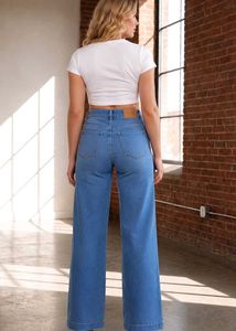 High-Waisted Wide-Leg Denim Jeans