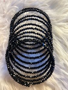 Elegant Black Beaded Bracelet Set