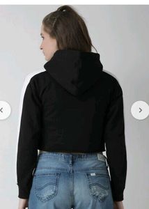 Crop Hoodie with Stripes
