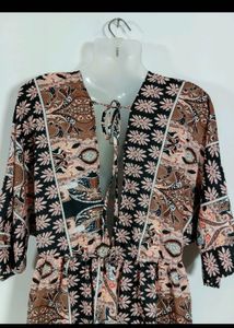 Bohemian Print V-Neck Mini Dress