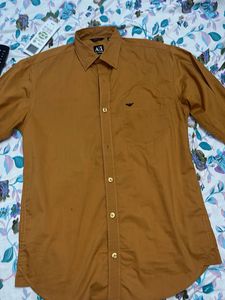 AX Men's Brown Button-Up Shirt