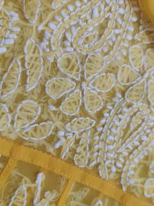 Yellow Chikankari Faux Georgette
