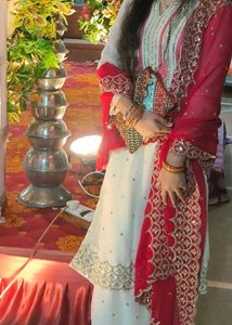 Elegant rani  & White Kurta Set