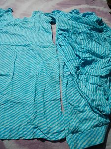 Blue Striped Kurta Set with Patiala Pants